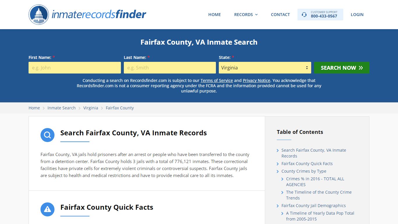 Fairfax County, VA Inmate Lookup & Jail Records Online