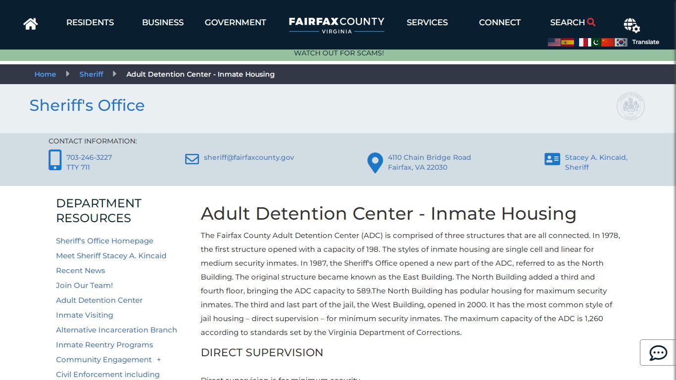 Adult Detention Center - Inmate Housing - Fairfax County, Virginia