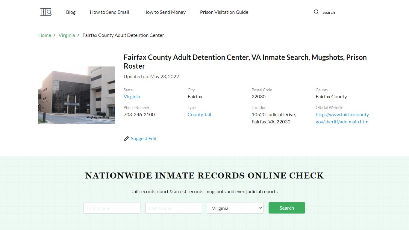 Fairfax County Adult Detention Center, VA Inmate Search, Mugshots ...