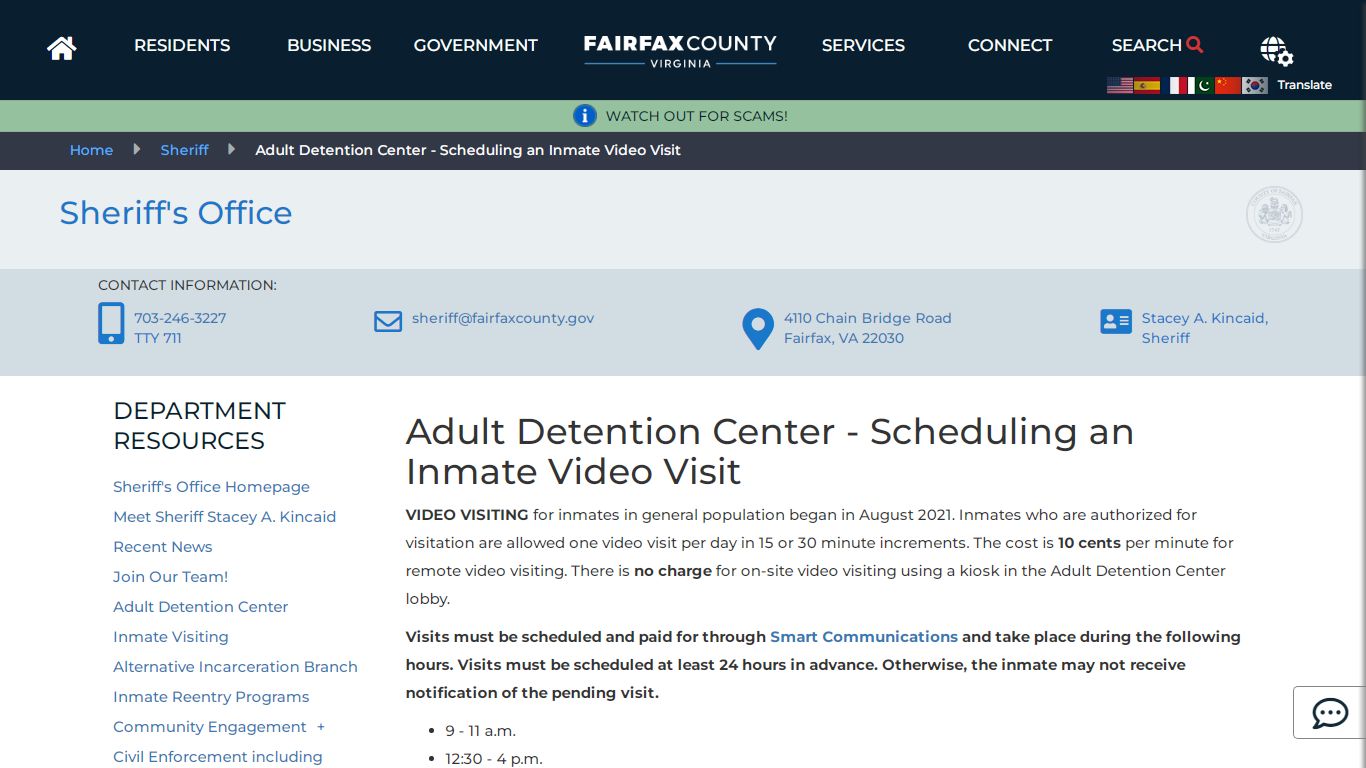 Adult Detention Center - Scheduling an Inmate Video Visit